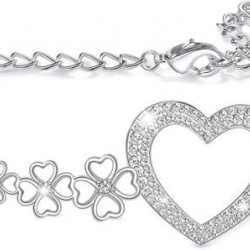 Austria Crystal Heart Bracelet For Women Four Leaf Clover Bangle Bracelet